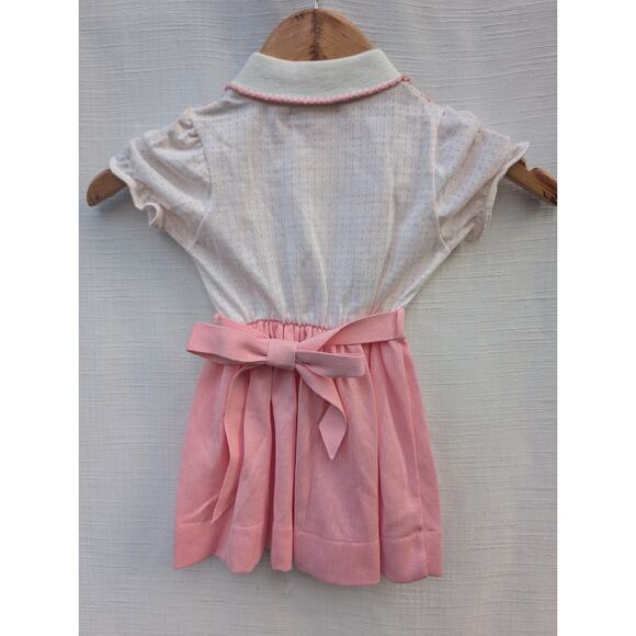 Healthtex Girls Vintage Dress 3T Peter Pan Collar Embroidered Puff Sleeve Retro - Picture 4 of 5